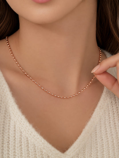 Rose Gold Beaded Designer Chain Necklace | Anti Tarnish CZ Chain