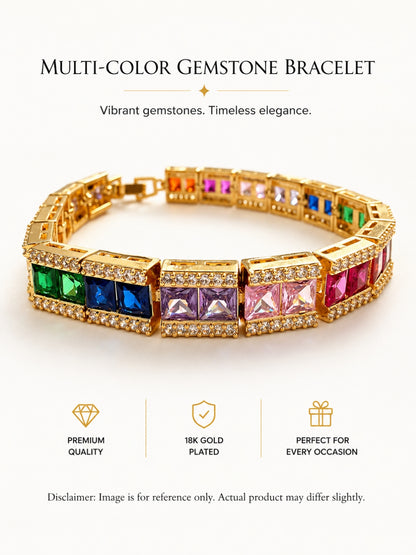 Aurora Multicolor Quad Tennis Bracelet – 18K Gold Plated CZ