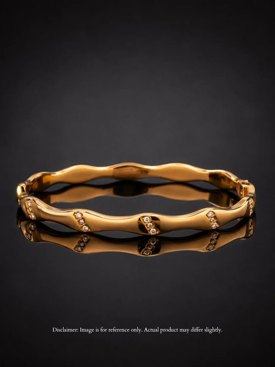 18K Gold Wave CZ Bracelet | Anti Tarnish Waterproof Bangle