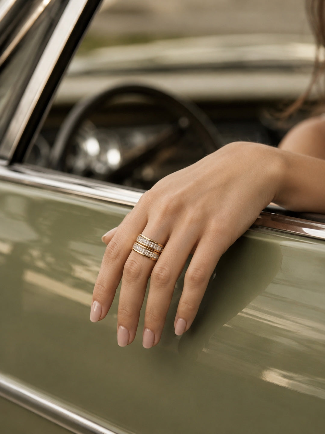 Double Row CZ Chunky Ring | 18K Gold Plated Stainless Steel